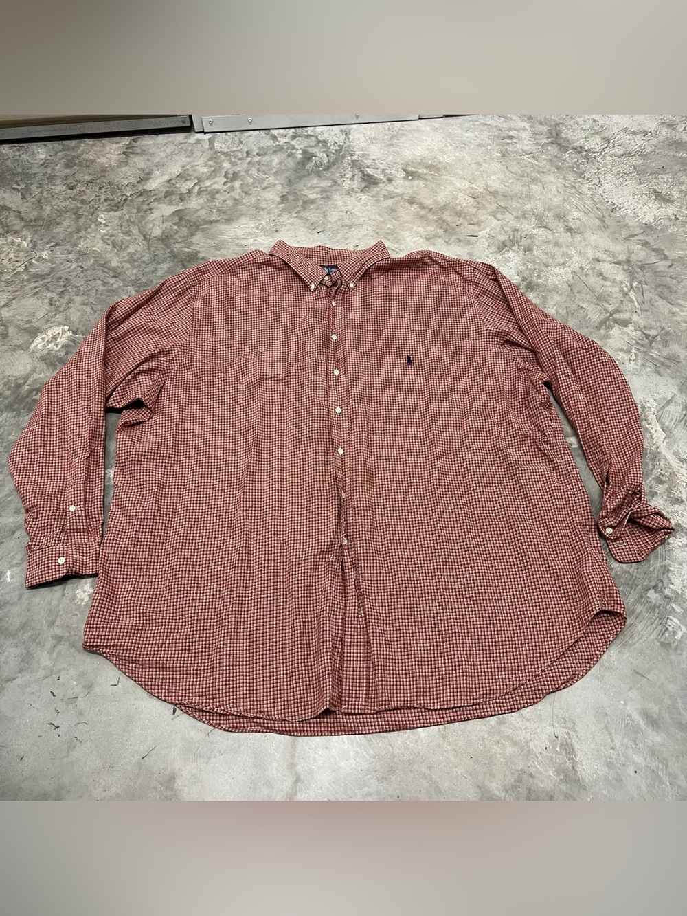 Ralph Lauren Oxford Shirt Men 4XLT Tall Red Plaid Pony Button Down